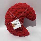 Ayona El Örgüsü Kırmızı Puffy Ay Yastık - Ultra Yumuşak Hediyelik Dekoratif Yastık 34X25 cm - 34 x 25 x 9 cm