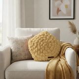 Ayona El Örgüsü Sarı Puffy Yıldız Yastık - Ultra Yumuşak Hediyelik Dekoratif Yastık 28X28 cm - 28 x 28 x 9 cm