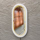 Aypars Atölye 38x67 Cm Kayın Ahşap Çerçeveli Led’li Oval Ayna – 3000k Dimmer Işıklı Dekoratif Banyo Aynası (beyaz) Sarı