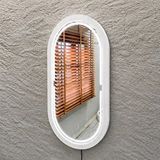 Aypars Atölye 48x84 Cm Kayın Ahşap Çerçeveli Led’li Oval Ayna – 6500k Dimmer Işıklı Dekoratif Banyo Aynası (beyaz)