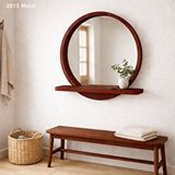 Aypars Atölye 80x80 Cm Raflı Masif Kayın Ağacı Yuvarlak Ayna – İskandinav Tarzı Antre Ve Banyo Aynası (maun) Kahverengi