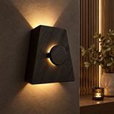 Aypars Atölye Ahşap Duvar Apliği - El Yapımı Modern Led Duvar Lambası, Yukarı Aşağı Işık Veren Minimalist Ahşap Aydınlatma, Salon, Yatak Odası Ve Koridor İçin Dekoratif Aplik (3000k Günışığı) Siyah