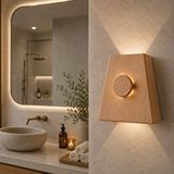 Aypars Atölye Ahşap Duvar Apliği - El Yapımı Modern Led Duvar Lambası, Yukarı Aşağı Işık Veren Minimalist Ahşap Aydınlatma, Salon, Yatak Odası Ve Koridor İçin Dekoratif Aplik (6500k Beyaz Işığı) Kayın