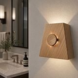 Aypars Atölye Ahşap Duvar Apliği - El Yapımı Modern Led Duvar Lambası, Yukarı Aşağı Işık Veren Minimalist Ahşap Aydınlatma, Salon, Yatak Odası Ve Koridor İçin Dekoratif Aplik (6500k Beyaz Işığı) Meşe