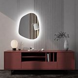 Aypars Atölye Asimetrik Led Aydınlatmalı Ayna – Touch Sensörlü, Dimmer Özellikli – Beyaz Işık 6500k – Modern Duvar Dekoru