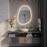 Aypars Atölye Asimetrik Oval Led Banyo Aynası – Dokunmatik Dim Edilebilir, 3000k Günışığı Sarı