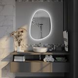Aypars Atölye Asimetrik Oval Led Banyo Aynası – Dokunmatik Dim Edilebilir, 6500k Beyaz Işık