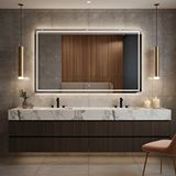 Aypars Atölye Lumaframe Led Dikdörtgen Banyo Aynası – Çift Çerçeveli Işıklı, Dimmerli Dokunmatik - Beyaz Işık 6500k