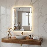 Aypars Atölye Lumaline Dokunmatik 50x70 / 60x80 Led Aydınlatmalı Dikdörtgen Banyo Aynası Günışığı 3000k Sarı