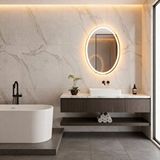 Aypars Atölye Luna Oval Led Dokunmatik Banyo Aynası – Dimmerli Işıklı Günışığı 3000k Sarı
