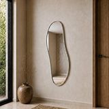 Aypars Atölye MDF çerçeve Modern Organik Form Banyo Aynası 40x120 Cm – Asimetrik Minimalist Dekoratif Duvar Aynası