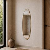 Aypars Atölye MDF çerçeve Modern Oval Boy Aynası 40x120 Cm – İnce Çerçeveli Minimalist Dekoratif Duvar Aynası