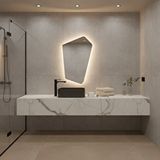 Aypars Atölye Modern Asimetrik Led Ayna – Dokunmatik, Dim Edilebilir, 3000k Günışıklı Banyo Aynası Sarı
