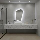 Aypars Atölye Modern Asimetrik Led Ayna – Dokunmatik, Dim Edilebilir, 6500k Beyaz Işıklı Banyo Aynası