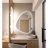 Aypars Atölye Modern Asimetrik Led Banyo Aynası – Dokunmatik Sensörlü, Dimmerli, 6500 Beyaz Işık