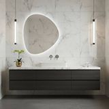 Aypars Atölye Modern Asimetrik Led’li Banyo Aynası – Dokunmatik, Dimmerli, 6500k Beyaz Işığı