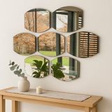 Aypars Atölye Modern Çerçevesiz 7 Parça Duvar Aynası – Geometrik Tasarım Gri