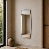 Aypars Atölye Modern MDF çerçeve Gümüş Banyo Aynası 40X120 cm – Asimetrik Minimalist Dekoratif Duvar Aynası - 40 x 120 cm