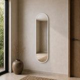 Aypars Atölye Modern MDF çerçeve Oval Boy Aynası 40X120 cm – Minimalist Beyaz Çerçeveli Dekoratif Duvar Aynası 2026 Trend - 40 x 120 cm