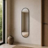 Aypars Atölye Modern MDF çerçeve Oval Boy Aynası 40X120 cm – Minimalist Siyah Çerçeveli Dekoratif Duvar Aynası 2026 Trend - 40 x 120 cm