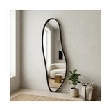 Aypars Atölye Modern Organik Form Banyo Aynası 40X120 cm – Asimetrik Minimalist Siyah Çerçeveli Dekoratif Duvar Aynası - 40 x 120 cm