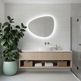 Aypars Atölye Modern Organik Form Led Banyo Aynası – Dokunmatik Dimmerli, 3000k Beyazışığı