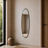 Aypars Atölye Modern Oval Boy Aynası 40X120 cm – Ince Gri Çerçeveli Minimalist Dekoratif Duvar Aynası - 40 x 120 cm