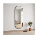 Aypars Atölye Modern Oval Boy Aynası 40X120 cm – Minimalist Gri Çerçeveli Dekoratif Duvar Aynası 2026 Trend - 40 x 120 cm
