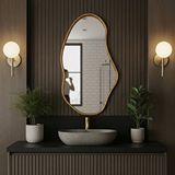 Aypars Atölye Organik Formlu Minimalist Ayna – İnce Çerçeveli Modern Tasarım – Altın, 5 Boyut – Duvara Monte Şık Aksesuar