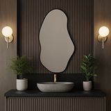 Aypars Atölye Organik Formlu Minimalist Ayna – İnce Çerçeveli Modern Tasarım – Siyah, 5 Boyut – Duvara Monte Şık Aksesuar