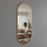 Aypars Atölye Oval Formlu Minimalist Dekoratif Ayna – İnce Çerçeveli Modern Tasarım – Altın, 5 Boyut – Duvar Tipi Estetik Aksesuar
