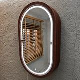 Aypars Atölye Oval Led’li Duvar Aynası Dolaplı | Dimmerli Dokunmatik Sensörlü | 6500 Beyaz Işıklı Banyo ve Makyaj Aynası (pelesenk)
