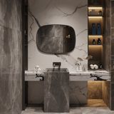 Aypars Atölye Siyah Çerçeveli Modern Banyo Aynası – Organik Kare Duvar Aynası - 60x80 cm