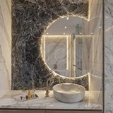 Aypars Atölye Yuvarlak Led Banyo Aynası – Dokunmatik, Dim Edilebilir, 3000k Günışığı Sarı