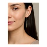 ayrestyle Hematit Doğal Taşlı 8 cm Uzun Kadın Küpesi | Kancalı Gümüş Renk Küpe