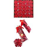 Ayrex 25 Kırmızı Kalpli Mum + 1 Paket 100 Gr. Kuru Gül Yaprağı - Çok Renkli - Metal