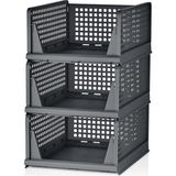 Ayrex 3 Adet Kayar Raf Elbise Dolap Içi Organizeri, Mutfak, Banyo, Çocuk Odası, Garaj ve Ardiye Için Üst Üste Dizilebilir Ünite, Kayar Raf Dolap Içi Kıyafet, Ev Aksesuarı Düzenleyici (Antrasit) - 001-Renkli