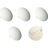 Ayrex 5'li Bombeli Buat Kapak / 9 cm Plastik Lüks Buat Kapağı Beyaz / LBK.0992 Elektrik Tesisat K - Antrasit - Çok Renkli