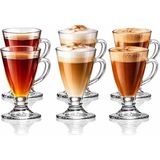 Ayrex 6'li Cam Ayaklı Bardak SETI,130 Ml,çay,kahve,türk Kahvesi,espresso Bardağı,cam Kupa Seti - Çok Renkli