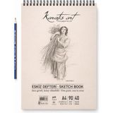 Ayrex A4 Eskiz Defteri, Ince Grenli, Kolay Silinebilir Ph Nötr Kağıt, Spiralli Sketch Book, 90 G - Genel