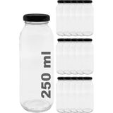 Ayrex Afracam Meyve Suyu, Limonata Şişesi Şeffaf 250 ml Metal Kapaklı Boş Cam Şişe 15 Adet