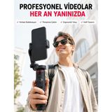 Ayrex Akıllı Takipli Gimbal Selfie Stick Profesyonel Video Çekim Stabilizatörü Uzayabilir Tripo