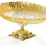 Ayrex Assa Bazaar Aurora Oval Gold Ayaklı Cam Servis & Sunumluk Tabak 25X35 Altın 25 x 37 - Çok Renkli - Genel