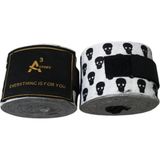 Ayrex A³store Baskili Boks Bandajı, El Sargısı, Elastik Bilek ve El Koruyucusu, Elastik Bandaj, Gifttoom 5 Metre Beyaz-K.kurukafa - 1 - 0