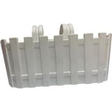 Ayrex Beyaz Plastik Balkon Saksısı, Çit Desenli, Askılı, Dikdörtgen Çiçeklik 28X12 - Çok Renkli