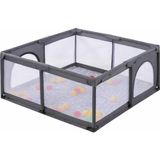 Ayrex Ciciko Mamma Bebek Oyun Alanı, 125 x 125 x 65 Taşınabilir Oyun Parkı, Bej Renk, Mesh Yan Paneller, Güvenli Oyun Alanı- Gri - Ahşap