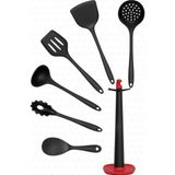 Ayrex Claris Standlı Isıya Dayanıklı Yanmaz Yapışmaz Silikon Spatula Seti 7 Parça Siyah - Genel