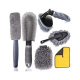 Ayrex Coofbe Profesyonel 6 Parça Mikrofiber Araç Yıkama Seti Araç Jant Yıkama Fırcası Bezi Ar - Genel - Çok Renkli
