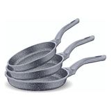 Ayrex D3000 Döküm Granit 3 Parça Tava Seti Gri (20-24-28 Cm) - Çok Renkli - Genel