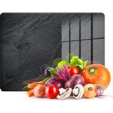 Ayrex Decovetro Cam Kesme Tahtası ve Sunumluk Siyah Taş Desenli 30X40 cm - Genel